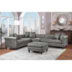 4-teiliges Polster-Ecksofa-Set aus Kunstleder mit Holzfüßen