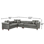 4-teiliges Polster-Ecksofa-Set aus Kunstleder mit Holzfüßen