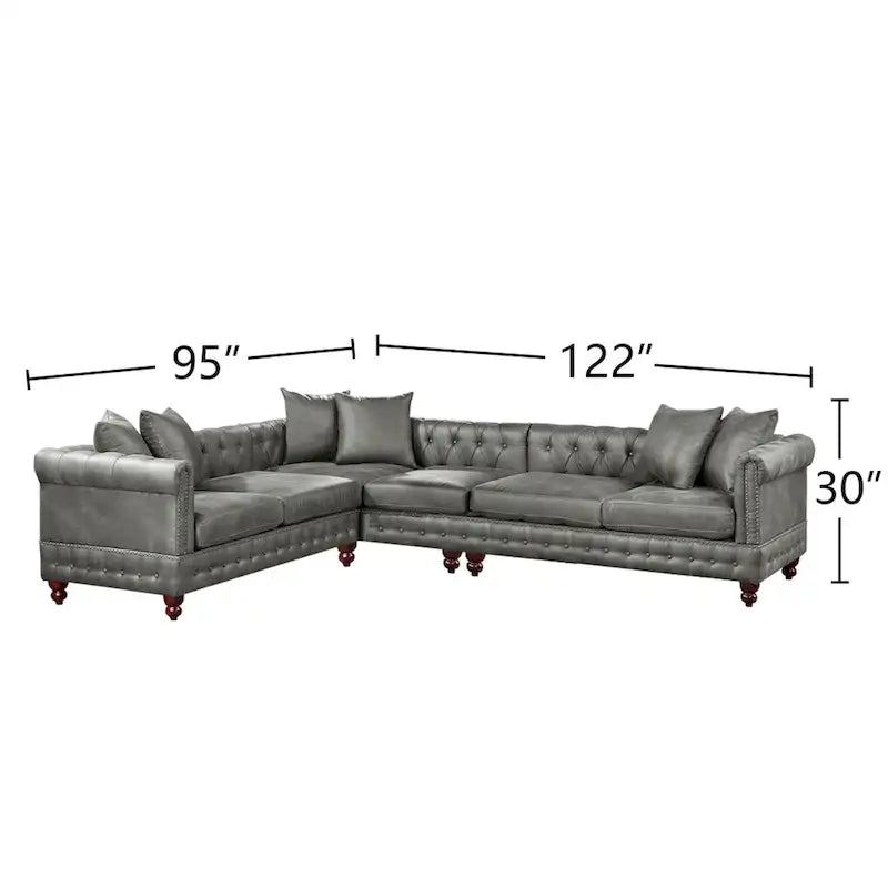 4-teiliges Polster-Ecksofa-Set aus Kunstleder mit Holzfüßen