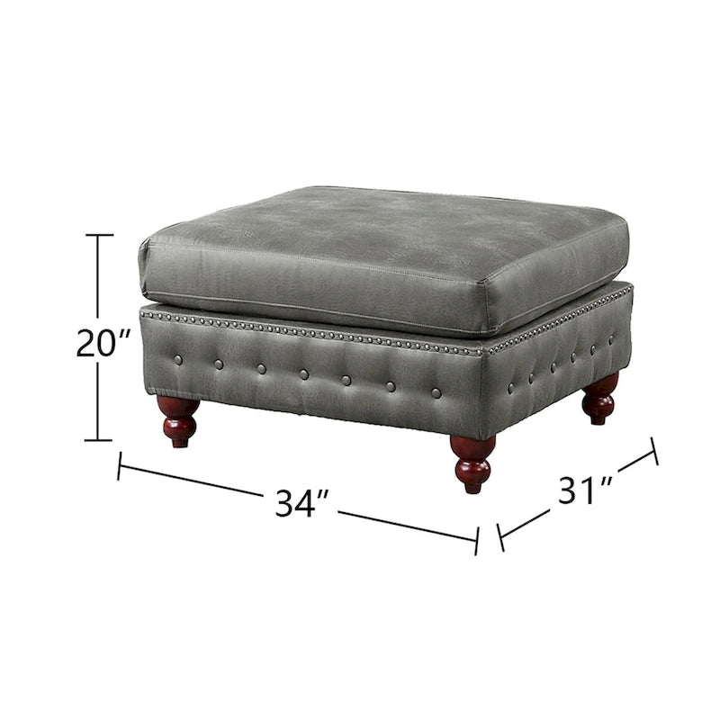 4-teiliges Polster-Ecksofa-Set aus Kunstleder mit Holzfüßen