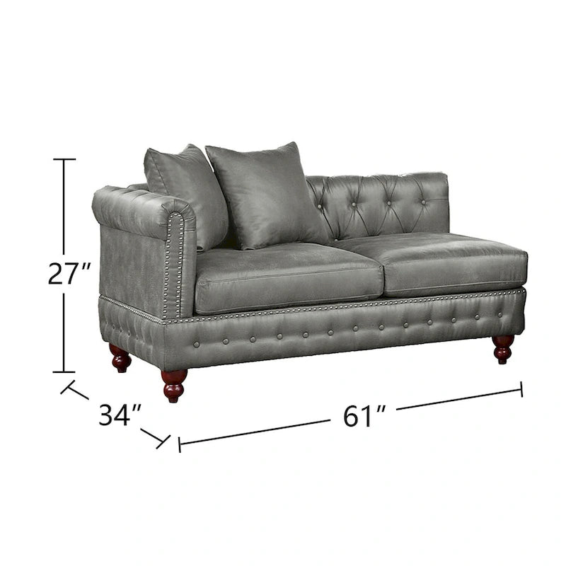 4-teiliges Polster-Ecksofa-Set aus Kunstleder mit Holzfüßen