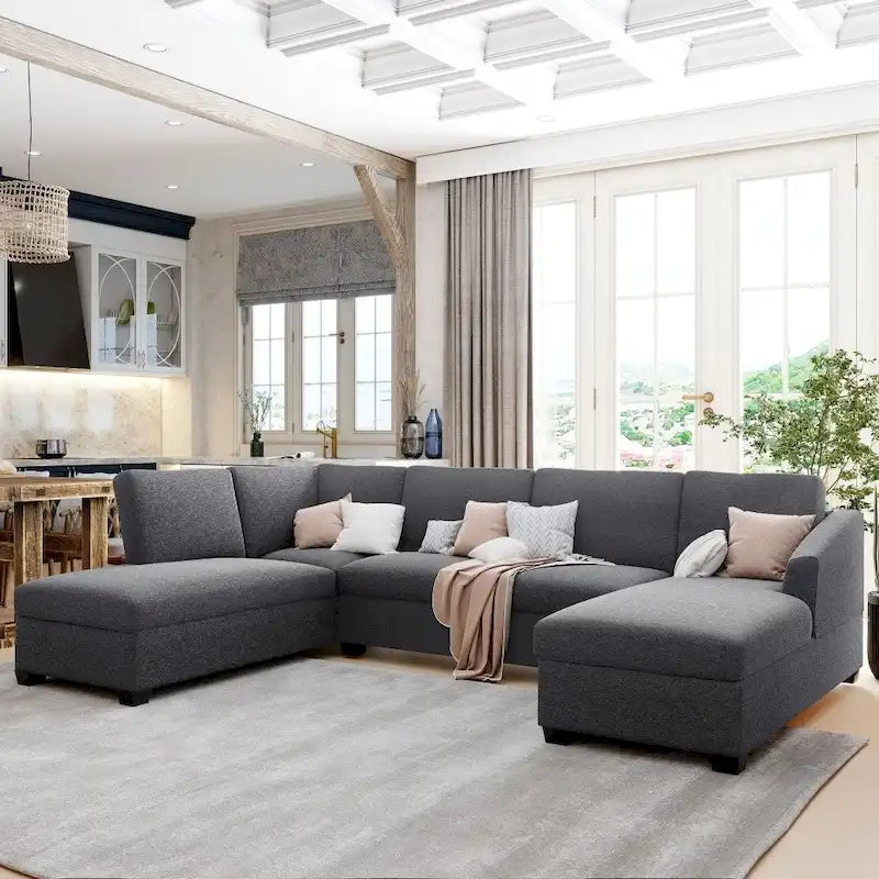 U-förmiges Sektionalsofa, extrabreites Doppel-Chaiselongue-Sofa