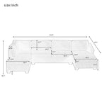 U-förmiges Sektionalsofa, extrabreites Doppel-Chaiselongue-Sofa
