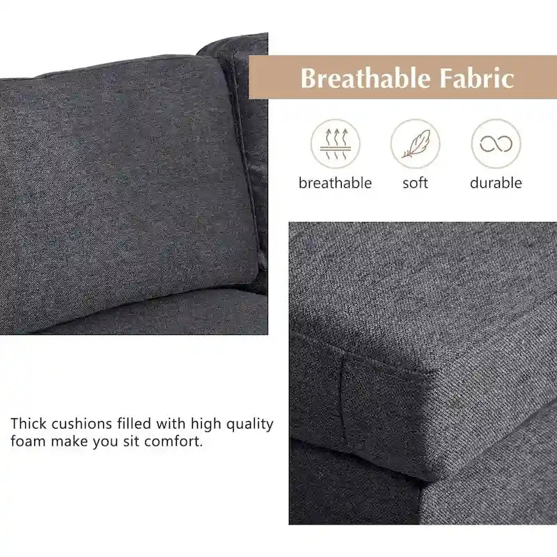U-förmiges Sektionalsofa, extrabreites Doppel-Chaiselongue-Sofa