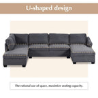 U-förmiges Sektionalsofa, extrabreites Doppel-Chaiselongue-Sofa