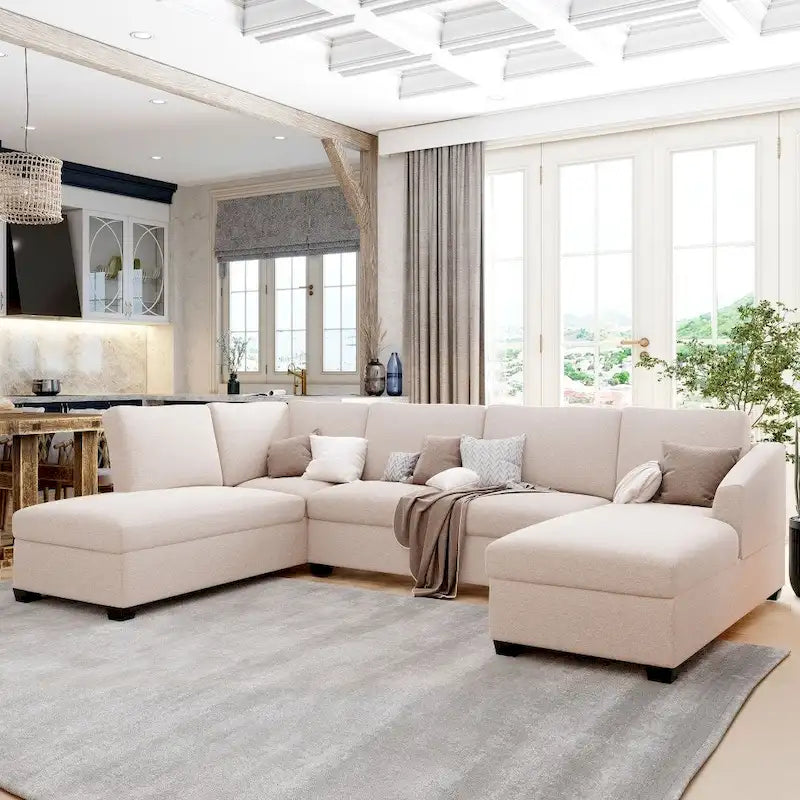 U-förmiges Sektionalsofa, extrabreites Doppel-Chaiselongue-Sofa
