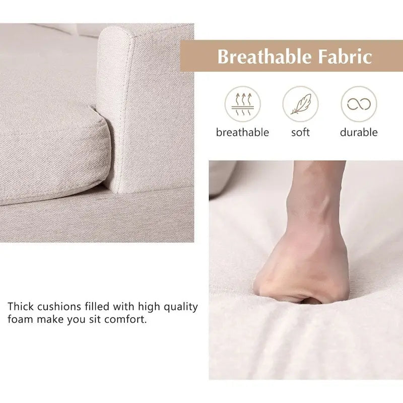 U-förmiges Sektionalsofa, extrabreites Doppel-Chaiselongue-Sofa