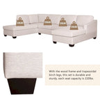 U-förmiges Sektionalsofa, extrabreites Doppel-Chaiselongue-Sofa