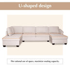 U-förmiges Sektionalsofa, extrabreites Doppel-Chaiselongue-Sofa