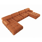 Modernes U-förmiges Samtsofa, modulares Sektionssofa, 6-Sitzer, extra breite Récamiere für das Wohnzimmer