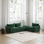 103,9 Zoll L-förmiges Ecksofa Chenille-Stoff 3-Sitzer-Sofa mit Ottoman