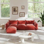 103,9 Zoll L-förmiges Ecksofa Chenille-Stoff 3-Sitzer-Sofa mit Ottoman