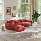 103,9 Zoll L-förmiges Ecksofa Chenille-Stoff 3-Sitzer-Sofa mit Ottoman