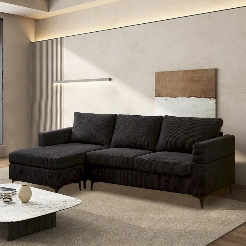 HOOOWOOO Wohnzimmer L-förmiges Polyestergewebe Wendesofa mit Récamiere