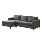 HOOOWOOO Wohnzimmer L-förmiges Polyestergewebe Wendesofa mit Récamiere