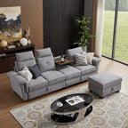 109 Moderne 4-Sitzer-Ecksofa aus Frottee mit verstecktem Couchtisch und großem Stauraum