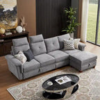 109 Moderne 4-Sitzer-Ecksofa aus Frottee mit verstecktem Couchtisch und großem Stauraum