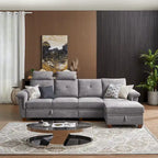 109 Moderne 4-Sitzer-Ecksofa aus Frottee mit verstecktem Couchtisch und großem Stauraum