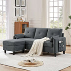 77,36 Zoll Modernes Ecksofa mit umkehrbarer Ottomane und seitlicher Aufbewahrungstasche