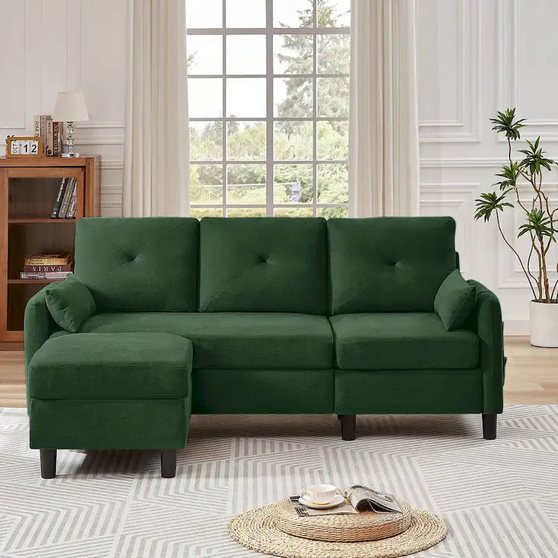 77,36 Zoll Modernes Ecksofa mit umkehrbarer Ottomane und seitlicher Aufbewahrungstasche