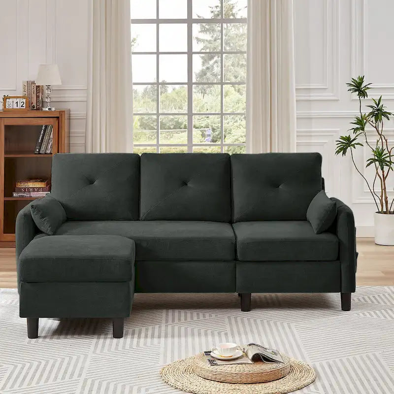 77,36 Zoll Modernes Ecksofa mit umkehrbarer Ottomane und seitlicher Aufbewahrungstasche