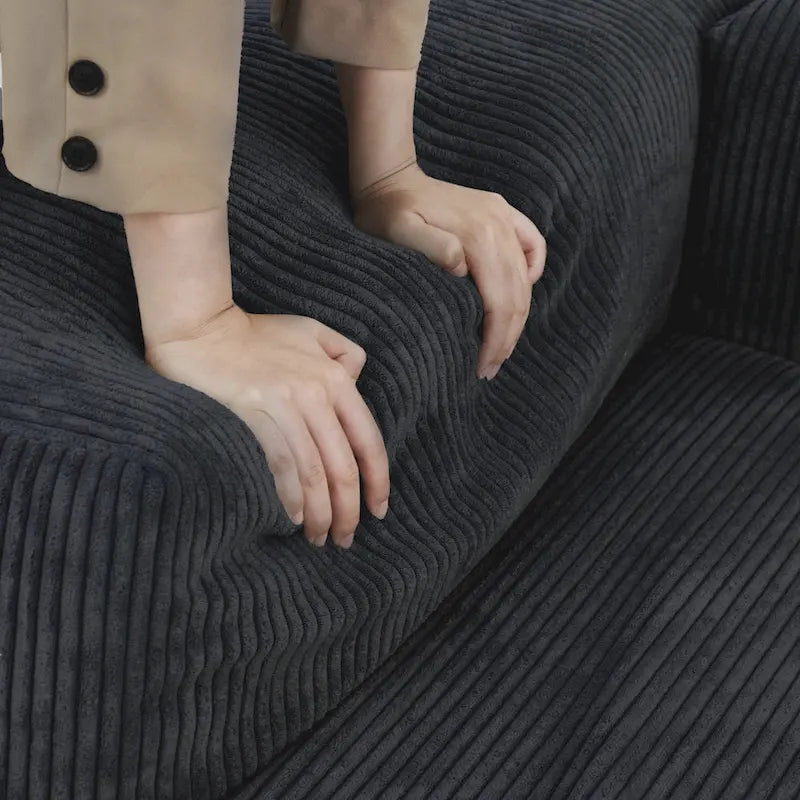 102 L-förmiges Cord-Ecksofa, überdimensioniertes, modernes, minimalistisches Sofa