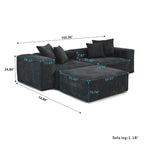 102 L-förmiges Cord-Ecksofa, überdimensioniertes, modernes, minimalistisches Sofa