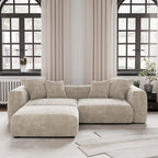 102 L-förmiges Cord-Ecksofa, überdimensioniertes, modernes, minimalistisches Sofa