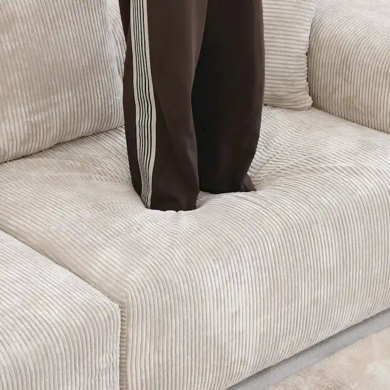 102 L-förmiges Cord-Ecksofa, überdimensioniertes, modernes, minimalistisches Sofa