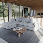 L-förmiges Sofa mit Leinenbezug, mehreren Kissen und Chaiselongue