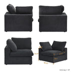 L-förmiges Sofa mit Leinenbezug, mehreren Kissen und Chaiselongue