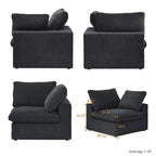 L-förmiges Sofa mit Leinenbezug, mehreren Kissen und Chaiselongue