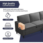 Mixoy Modernes 3-Sitzer Ecksofa mit Ottomane, 78 Zoll