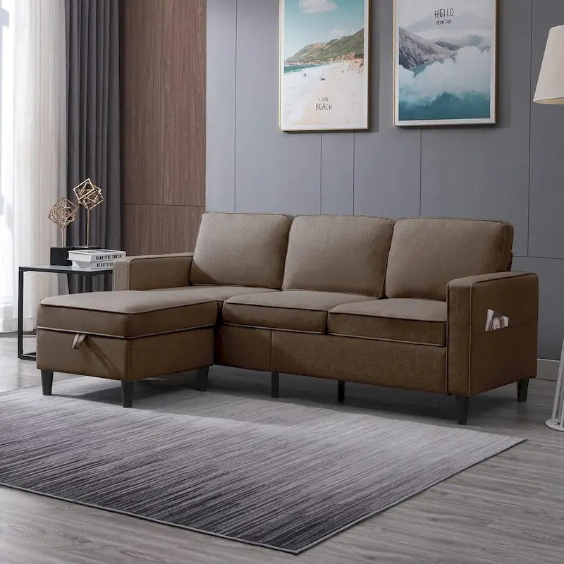 Mixoy Modernes 3-Sitzer Ecksofa mit Ottomane, 78 Zoll