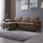 Mixoy Modernes 3-Sitzer Ecksofa mit Ottomane, 78 Zoll