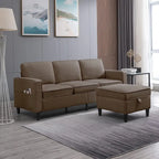 Mixoy Modernes 3-Sitzer Ecksofa mit Ottomane, 78 Zoll