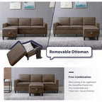 Mixoy Modernes 3-Sitzer Ecksofa mit Ottomane, 78 Zoll