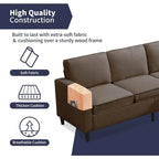Mixoy Modernes 3-Sitzer Ecksofa mit Ottomane, 78 Zoll