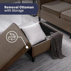 Mixoy Modernes 3-Sitzer Ecksofa mit Ottomane, 78 Zoll