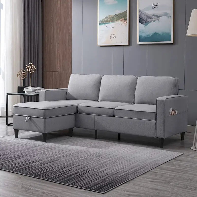 Mixoy Modernes 3-Sitzer Ecksofa mit Ottomane, 78 Zoll
