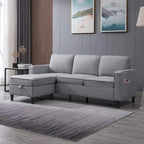Mixoy Modernes 3-Sitzer Ecksofa mit Ottomane, 78 Zoll