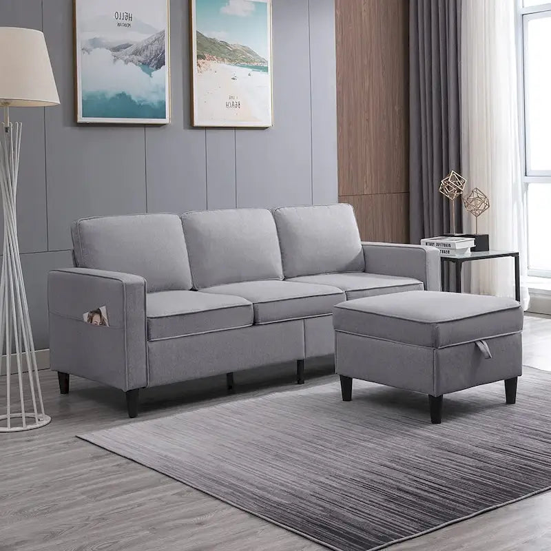 Mixoy Modernes 3-Sitzer Ecksofa mit Ottomane, 78 Zoll