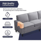 Mixoy Modernes 3-Sitzer Ecksofa mit Ottomane, 78 Zoll