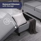 Mixoy Modernes 3-Sitzer Ecksofa mit Ottomane, 78 Zoll