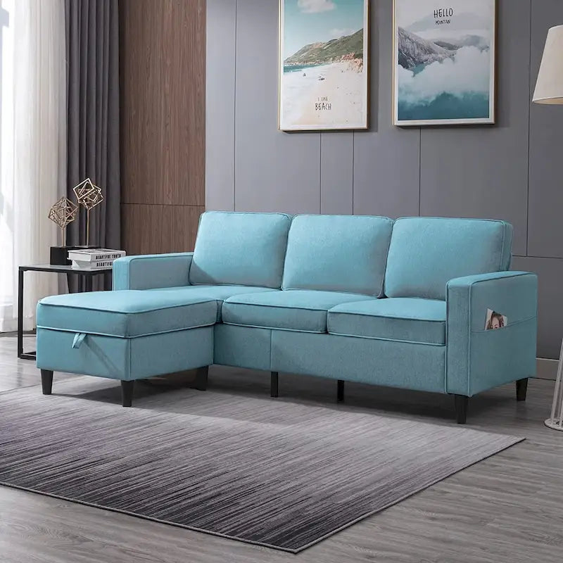 Mixoy Modernes 3-Sitzer Ecksofa mit Ottomane, 78 Zoll