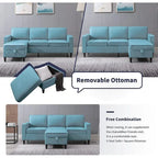 Mixoy Modernes 3-Sitzer Ecksofa mit Ottomane, 78 Zoll
