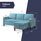 Mixoy Modernes 3-Sitzer Ecksofa mit Ottomane, 78 Zoll