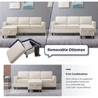 Mixoy Modernes 3-Sitzer Ecksofa mit Ottomane, 78 Zoll