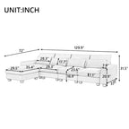 Modernes umwandelbares L-förmiges Leinen-Feder-Modulsofa, umkehrbar