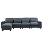 Modernes umwandelbares L-förmiges Leinen-Feder-Modulsofa, umkehrbar